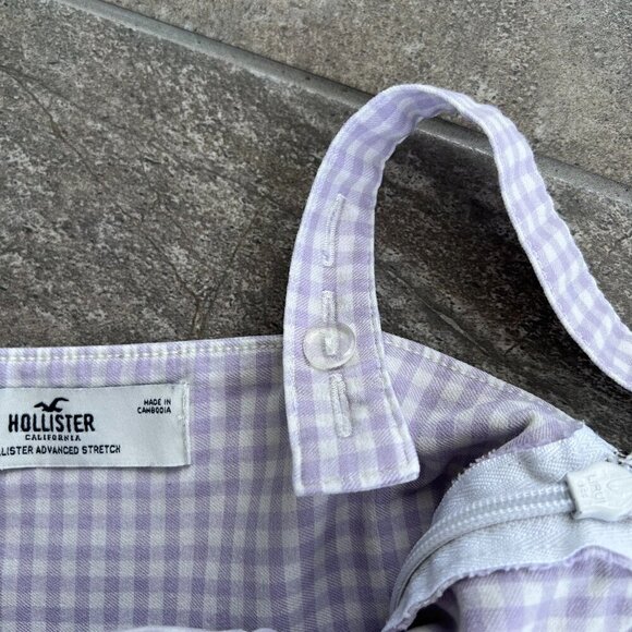 Hollister Purple Lavender Gingham Check Bare Structured Mini Dress Size XS - Picture 8 of 13